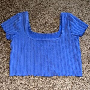 Aerie Offline Ribbed Lettuce Trim Crop Top Large